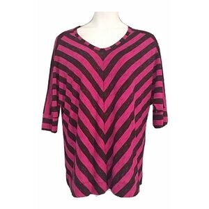 APT 9 1X Chevron Marled Fuchsia / Black Blouse